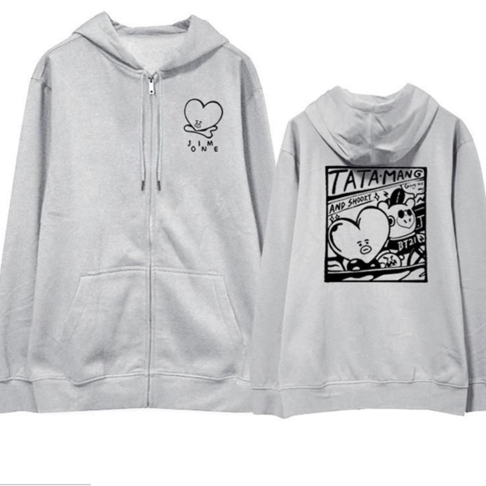 Tata Mang and Shooky BT21 Zip Hoodie***UNISEX***